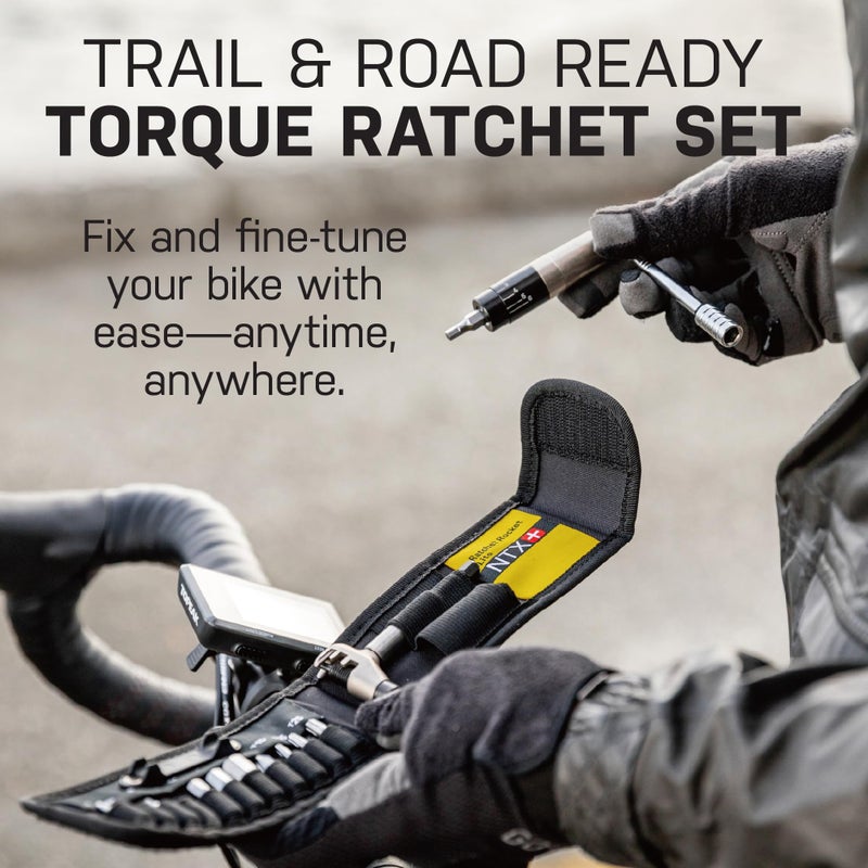 TOPEAK طقم أدوات إصلاح الدراجات توبيك راتشيت روكيت لايت NTX+ - أداة متعددة الوظائف مدمجة بـ 19 وظيفة مع عزم دوران قابل للتعديل TorqBit (2-6 نيوتن متر)، قطع ألين و توركس، مفك فيليبس، أداة سلسلة، حامل قطع مغناطيسي وحقيبة - Image 2